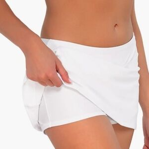 Sunsets White Sporty Swim Skirt